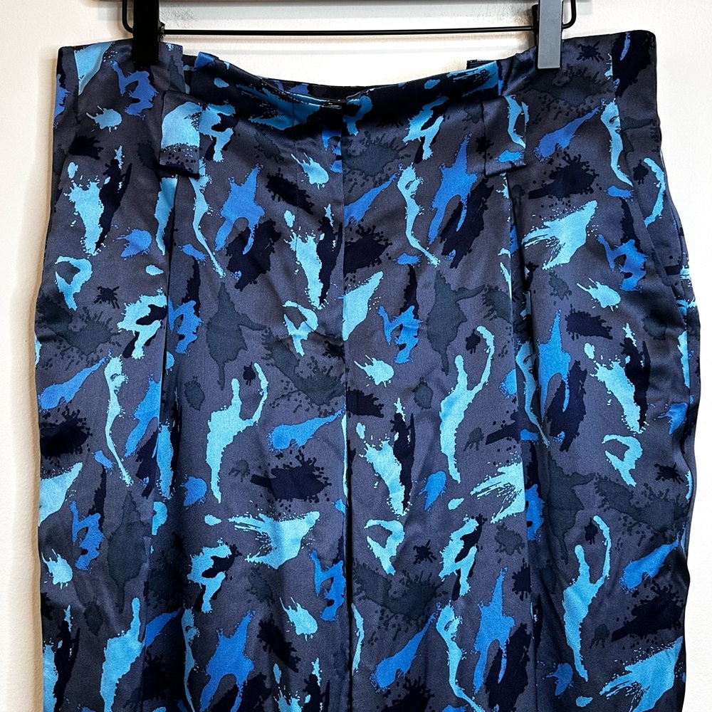 L'AGENCE Silk Madaline High Waist Blue Vintage Multi Pants Trousers Size 8 - Picture 3 of 15